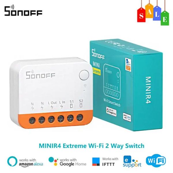 Contrôle SONOFF MINI R4/R2 Smart Switch Extreme WiFi Module de commutation à 2 voies Commande vocale à distance intelligente fonctionne avec Alexa Google Home IFTTT