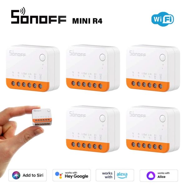 Control SONOFF MINI R4 WiFi Módulo de interruptor inteligente Interruptor inteligente de 2 vías El hogar inteligente funciona con R5 SMATE Control inalámbrico Alexa Google Home