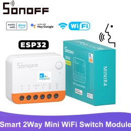 Contrôle SONOFF MINI R4 Wifi Module de commutation intelligent WiFi 2 voies relais minuterie ESP32 maison intelligente commande vocale sans fil Alexa Google Home Alice