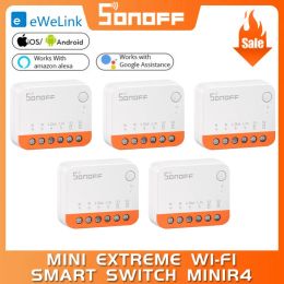 Contrôle Sonoff Minir4 Extreme WiFi Smart Switch Mini Extreme Smart Home Relay Module Contrôle vocal distant pour Alexa Alice Google Home