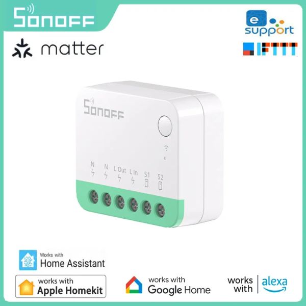 Contrôler Sonoff Minir4m Mini WiFi Extreme ESP32 Chip Smart Switch Matter Detach Detache Relais amélioré pour SAMRT Home Work avec Alexa