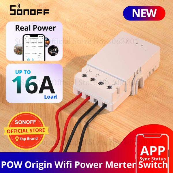 CONTRÔLE SONOFF POW ORIGINE 16A Smart WiFi Power Motter Interrupteur WiFi Wileless Interrupteur avec Power Monitor Sonoff Powr2 Version de mise à niveau