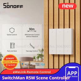 Control SONOFF R5W controlador de escena SwitchMan con batería 6 teclas cableado gratuito eWeLink Control remoto funciona SONOFF M5/MINIR3/ MINIR4