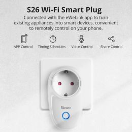 Control Sonoff S26 16A WiFi Smart Socket Schakelaa Plug -app/vocie AFSLANTSBEDIENING STOPCONTACT TIMING, Ewelink -app Alexa Google Home