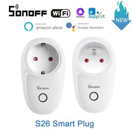 Controle SONOFF S26 R2 plug Draadloze Smart Socket WiFi EU/FR Smart Plug enchufe eWelink power Voor Alexa Google yandex alice smartthings