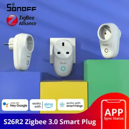 Controle SONOFF S26 R2 Zigbee Smart Plug 16A EU Draadloos stopcontact DE / FR / UK Stopcontact APP Afstandsbediening Werk met Alexa Google Home