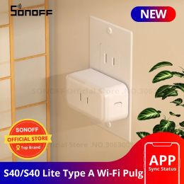 Contrôle SONOFF S40/S40 Lite Type A prise Wifi prise intelligente télécommande sans fil fonctionne avec Alexa Google Home Voice, pour l'application eWeLink