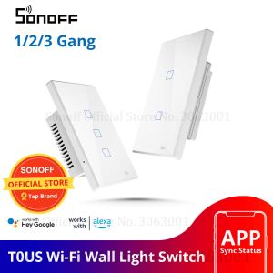 Control Sonoff T0US TX WiFi Smart Wall Light Switch Timer 1/2/3 Gangondersteuning Voice/App/Touch Control werkt met Alexa Google Home Ifttt