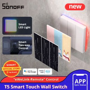 Bediening SONOFF T5 WiFi Smart Touch-wandschakelaar Vervangbare schakelaarafdekking Draadloze eWeLink APP / stemafstandsbediening via Alexa Google Home