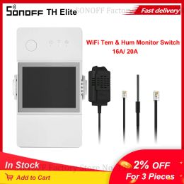 Controle sonoff th elite 16a 20a wifi schakelaar slimme temperatuur en vochtigheidsbewaking met LCD -display werkt heks sonoff ds18b20 ths01