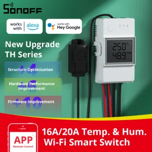 Contrôle sonoff th elite 16a 20a commutateur wifi commutation de température intelligente et de surveillance de l'humidité avec l'écran LCD Auto Mode Smart Home Control