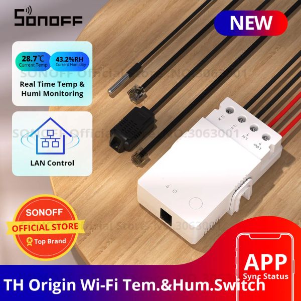 Control SONOFF TH Origin Wifi Switch Controlador de hogar inteligente Temperatura Humedad Monitor Interruptor 20A Max SONOFF TH10/16 Versión de actualización