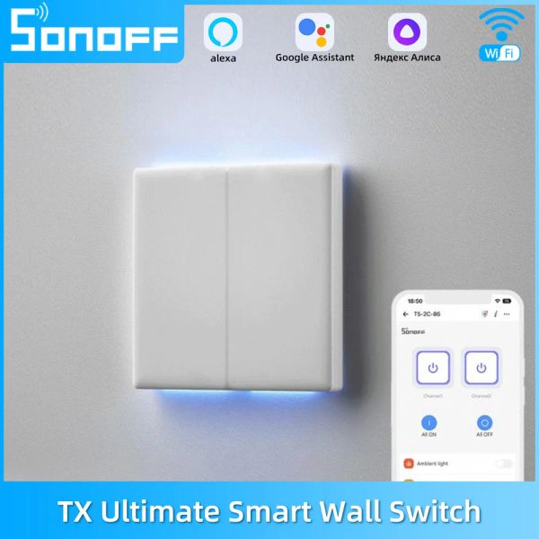 Contrôle SONOFF TX Ultimate Smart Wall Switch Accès tactile complet LED Light Edge MultiSensory EWeLink Télécommande via Alexa Google Home