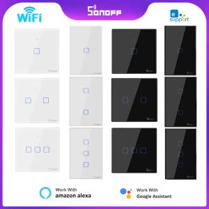 Contrôle SONOFF TX Wifi commutateur tactile mural intelligent T0 T1 T2 T3 EU US UK 1/2/3Gang contrôle de maison intelligente pour EWelink APP RF433 Alexa Google Home