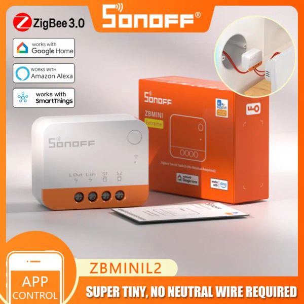 Contrôle Sonoff Zbmini L2 Extreme Zigbee Smart Switch Aucun fil neutre requis Twoway Control via Ewelink App Support Alexa Google Alice