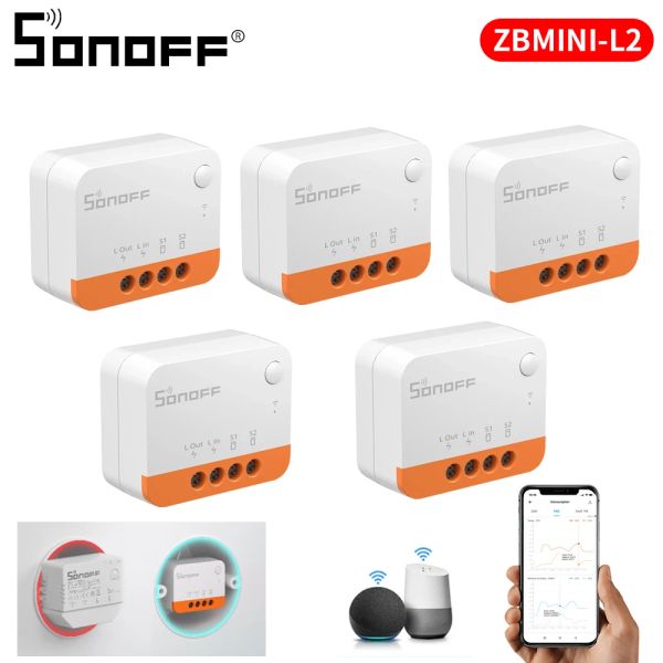 Control SONOFF ZBMINI L2 Zigbee interruptor inteligente hogar inalámbrico 2 vías módulo interruptor No se requiere cable neutro Control de aplicación eWeLink