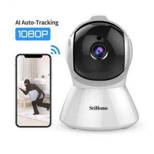 Controle SriHome SH025 AI Body AutoTracking IP -camera Mini 1080p Wifi CCTV Camera 2.0MP H.265 Smart Home Indoor Remote View Baby Monitor