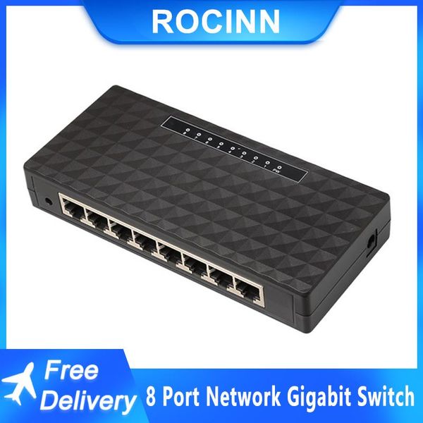 Commutateur de contrôle Ethernet 8 Port Smart Switcher 10/100/1000 Mbps Fast Ethernet Swither LAN HUB Full / Half Duplex Gigabit Network