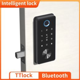 Contrôle T1 Black Intelligent Door Lock TT Lock App Smart Home Home SAFE SAFE ENRRENCE WIFI BIOMETRICE BIOMETRICE BOLD ELECTRONIC DOORD LORD