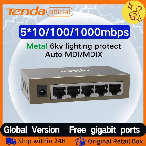 Contrôle Tenda 5port Full Gigabit Switch 1000Mbps Smart Network Ethernet Desktop Swither Fast Ethernet Network pour la caméra de surveillance