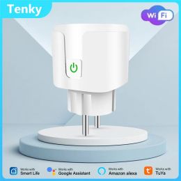 Controle Tenky Smart Home WiFi Plug 20A EU Power Monitor Support Outlet Smart Socket Work With Alexa Google Yandex Alice Tuya Smart Life