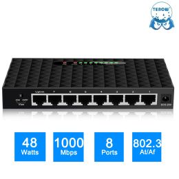 Contrôlez le commutateur du réseau Gigabit Terow 8 port 1000 Mbps Smart Ethernet Swither High Performance RJ45 Hub Internet Splitter Plug et Play