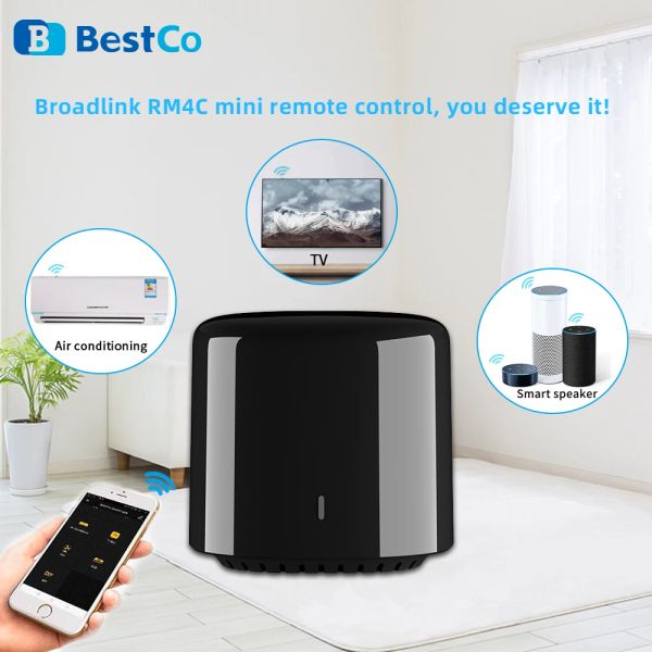 Contrôle Tishric Broadlink RM4C Mini WiFi Smart Remote IR Universal Remote Control avec Google Home Alexa Smart Home Control Remoto