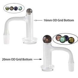 Volle las afgeschuinde rand Quartz Banger Control Tower Raster Bodem 16 mm en 20 mm OD naadloos kwartsnagels met dichro -glazen dop/holle pilaren voor DAB -rigs waterpijpen