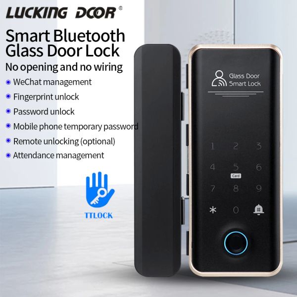 Contrôler l'application TTLOCK Bluetooth Remote Contrôle Smart Key Keyless Smart Finger Empreinte Mot de passe Lock pour porte en bois sans cadre ou en verre en verre