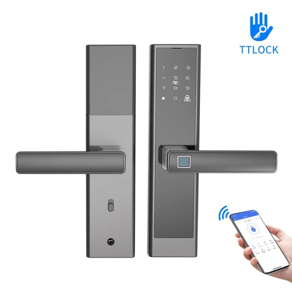 Contrôler l'application TTLOCK Remote Contrôle Smart Ringer Empreinte Carte Mot de passe Lock avec clé 5050 Double Tongue Morttise
