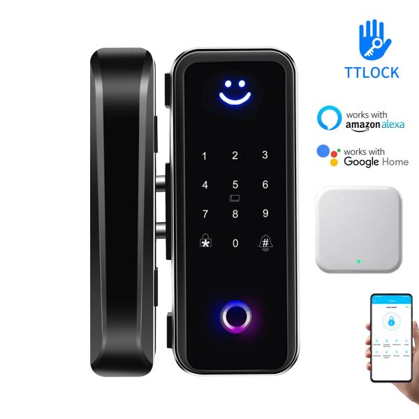 Control Ttlock App WiFi Control remoto Smart Key Key Huella Lock para puerta de madera sin marco o marco Puerta de madera