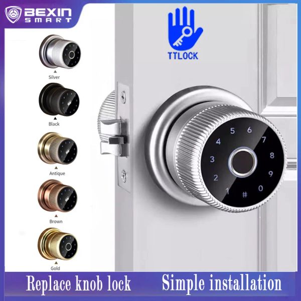 Contrôle TTLOCK Biométrique Electronic Digital Keypad Zinc Knob Empreinte Smart Cylinder Lock