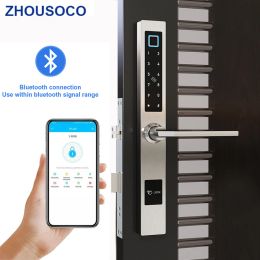 Contrôle TTLOCK Bluetooth Smart Electronic Door verrouillage de porte étanche, la carte à puce d'empreintes digitales prend en charge le verrou de porte en aluminium de mot de passe temporaire