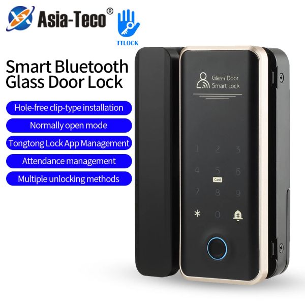 Contrôle TTLOCK Bluetooth Smart Lock Porte de verre coulissante Remote Contrôle RFID Biométrique Electric Verrouillage Finger-Finger Reconntion Appareil