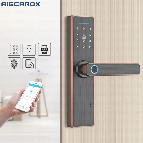 Control Ttlock Electronic Digital Digital Wifi Smart Lock Aplicación de teléfono móvil Remoto Desbloqueo de la puerta sin huella de huellas NEQUEZA PARAJE CONTRASEÑA /IC IC Tarjeta