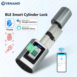 Contrôle ttlock empreinte digitale Smart Ajuster le verrouillage du cylindre Mot de passe biométrique Biométrique Lock de porte électronique avec clavier numérique Home Intelligent Lock