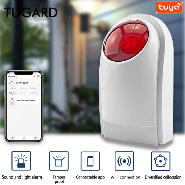 CONTRÔLE TUGARD WIFI Sécurité de sécurité Sirène Strobe Light Capteur Home Alarm Security Sécurité Outdoor Sound Light Alarm pour Tuya Smart Life