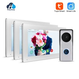 CONTRÔLE TUYA 7 pouces tactile écran intelligent Video Interphone Système WiFi Door Entry Phone Access avec 1080p 110 ° Caméra de porte filaire