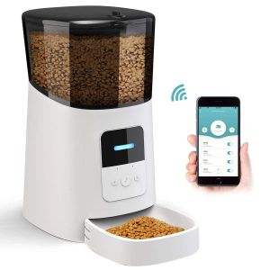 Controle Tuya Dog Cat Smart Pet Feeder WiFi Mobiele telefoon App Remote Control Microchip Automatische huisdiervoeder met 6L