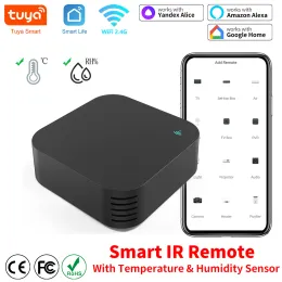 Contrôle Tuya Smart IR Remote Control Température intégrée et capteur d'humidité pour le climatiseur TV DVD AC Fonctionne avec Alexa, Google Home