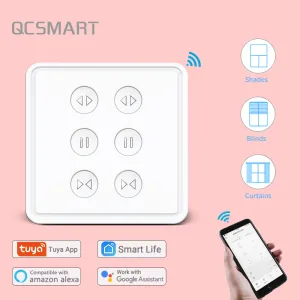 Contrôle Tuya Smart Life Eu WiFi Double Curtain Switch Remote Controls Blinds Moteur Rouleau d'obturation Application Timer Google Home Alexa Echo