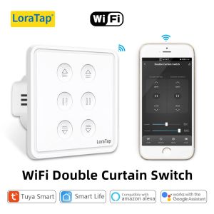 Contrôle TUYA Smart Life Eu WiFi Double rideau aveugle Interrupteur à rouleau à rouleau électrique moteur Google Home Alexa Echo Contrôle vocal bricolage