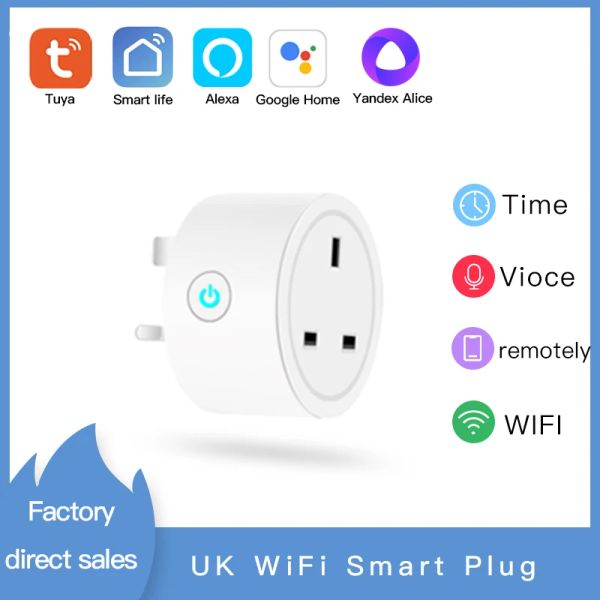 Contrôle TuYa/Smart Life UK WiFi prise intelligente 16A télécommande sans fil, aucun Hub requis, contrôle fonctionne avec Alexa Google Home Alice Smart Home