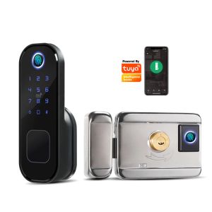 Contrôle Tuya Smart Verrouillage étanche WiFi WiFi Empreinte Rim Lock Smart Code Digital Code Electronic Door Lock For Home Gate Outdoor