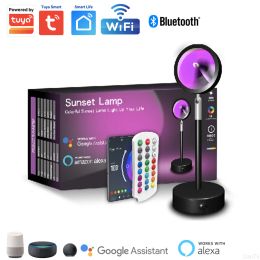 Contrôle Tuya lampe de coucher de soleil intelligente sans fil WIFI projecteur de coucher de soleil RGB atmosphère arc-en-ciel lumière LED pour la décoration de la maison App et commande vocale