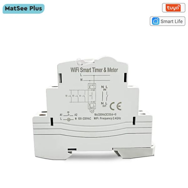 Contrôle l'interrupteur de disjoncteur de circuit WiFi Smart TUYA 16A DIN RAIL KWH METER TIMER TIMERIE SUPPORT Énergie Monice Monitor Works with Alexa Google Home