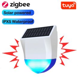 Control Tuya Smart Zigbee Sirene Alarm Waterdichte Outdoor met zonne- en USB -voeding Optioneel 95DB Remote Control