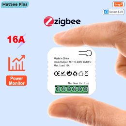 Contrôle Tuya Smart ZigBee Module de commutation de prise KWh compteur moniteur d'énergie minuterie 16A protection contre les surcharges prise en charge Google Home Alexa ZigBee2MQTT