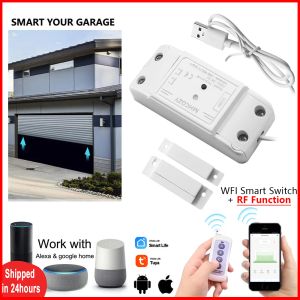 Control Tuya Wifi Garage Gate Door Opener Controller Smart Life App Draadloze afstandsbediening Magnetische deursensor Werk met Alexa