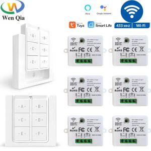 Contrôle Interrupteur d'éclairage Smart WiFi RF Tuya 433MHz 6 Gang Switch Switch Wall Wall, 110V 220V Timing Receiver Work with Goole Home / Alexa